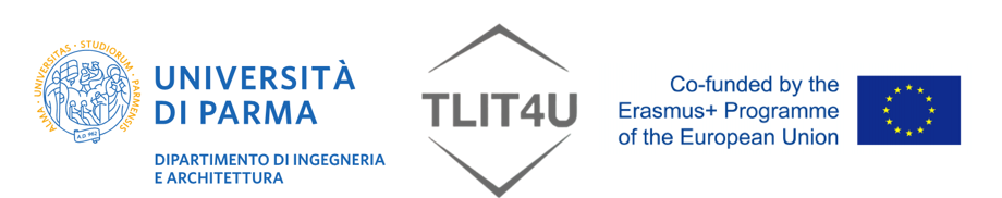 TLIT4, Erasmus+, UNIPR DIA logos