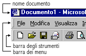 Immagine della barra degli strumenti e dei menu