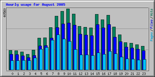 Hourly usage for August 2005